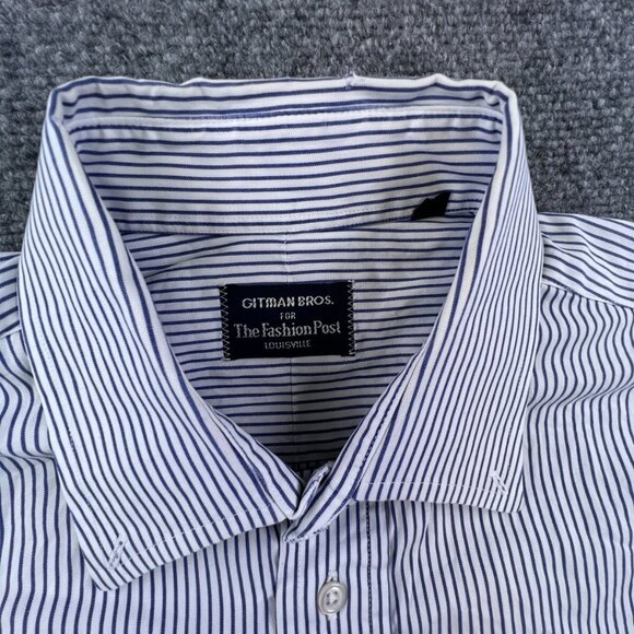 Gitman Bros Button Up Shirt Blue White Striped Fashion Post Louisville 17 35 - Picture 6 of 12
